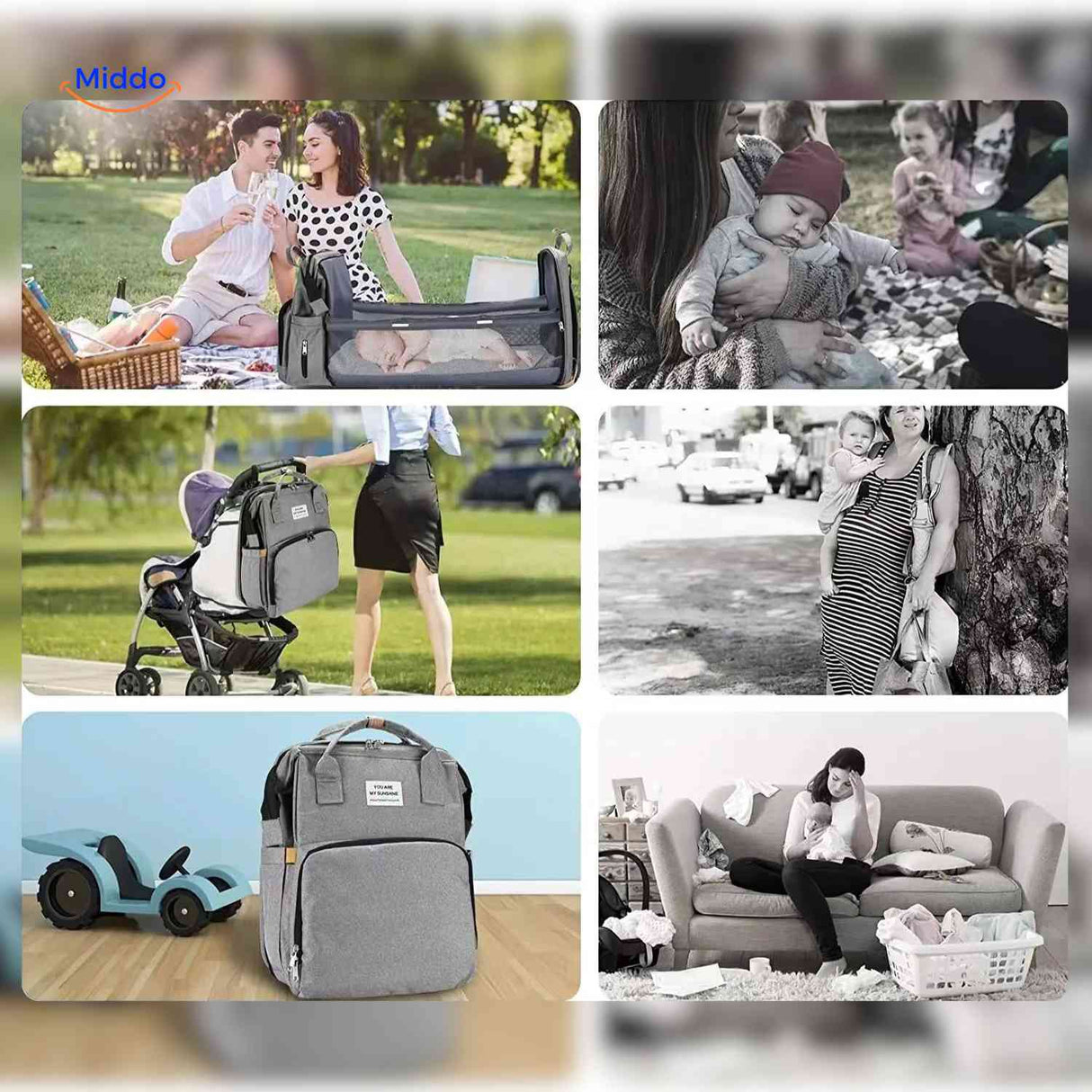 BabyLuxe Rucksack in Grau – Praktisch für Picknicks und Reisen | www.middo.de