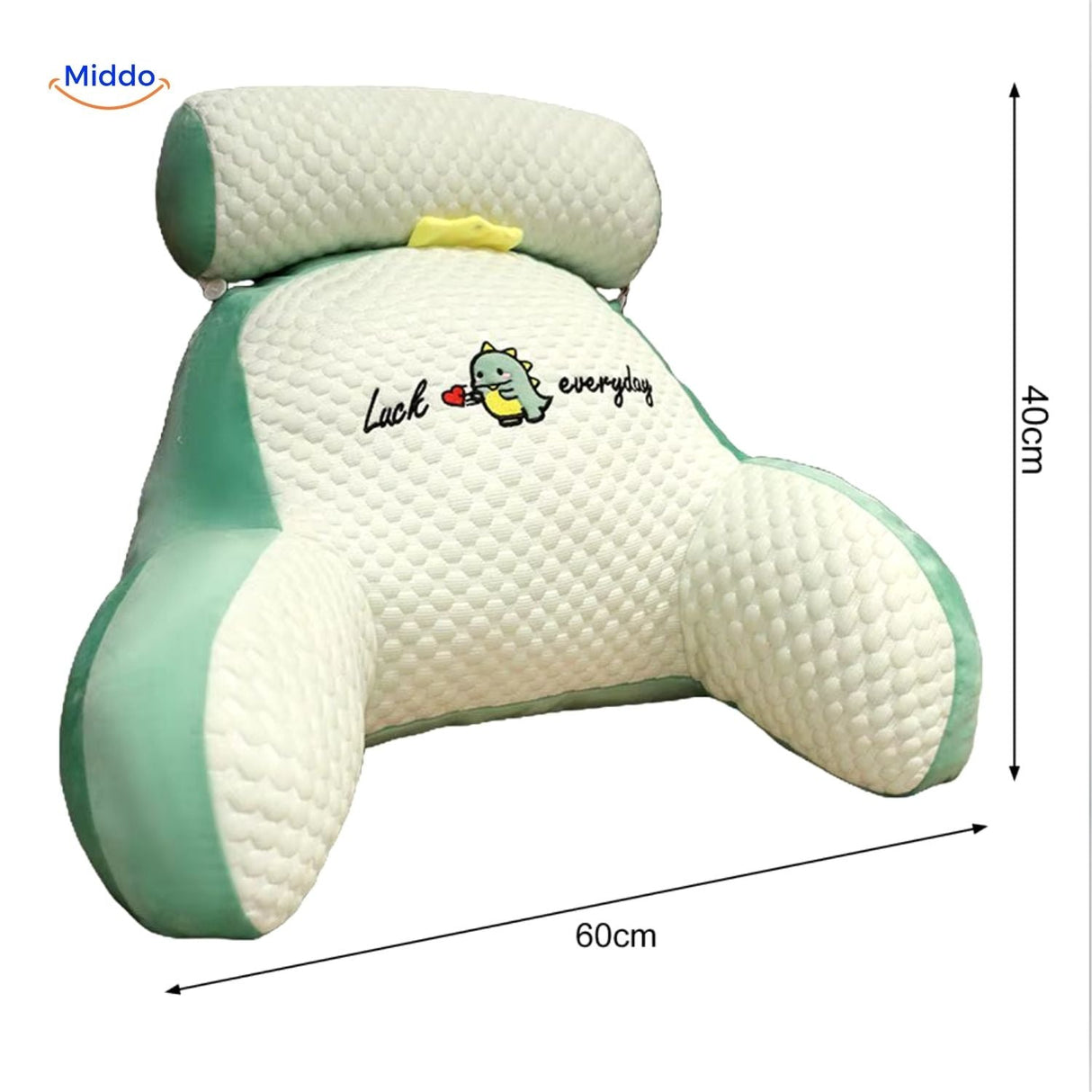 ComfyBack Rückenstütze Kissen grün Dino mit Text Design www.middo.de