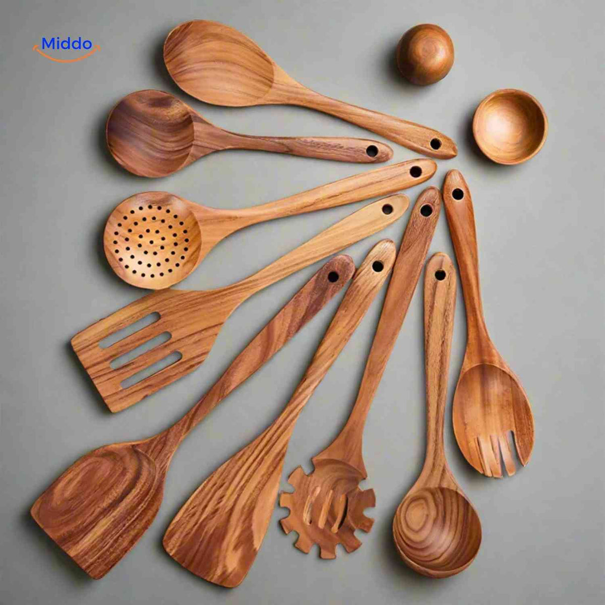 Cookora Spatelset - Klassische Holzküchenutensilien für Ihre natürliche Küche - www.middo.de