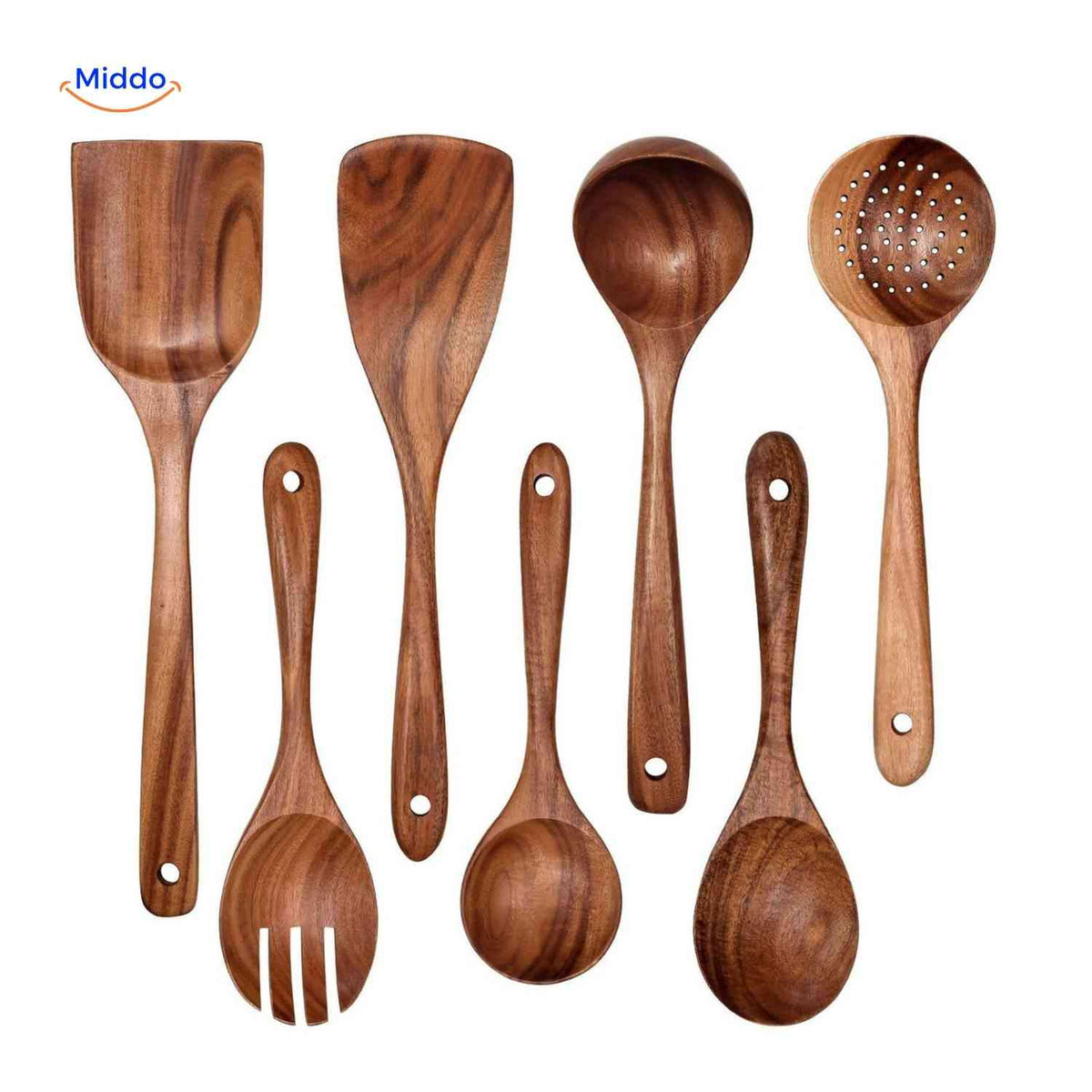 Cookora Set aus klassischen Holzkochspateln und Löffeln – Jetzt entdecken auf www.middo.de!