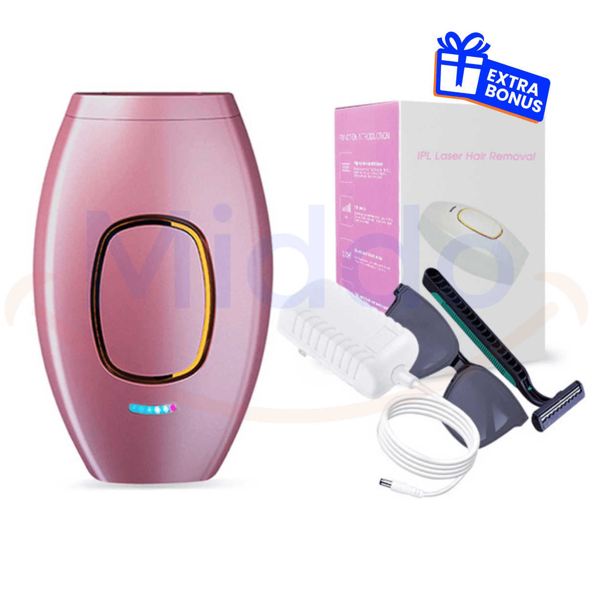 Rosa DYLA 3.0™ IPL Haaarentferner mit Zubehör und Box