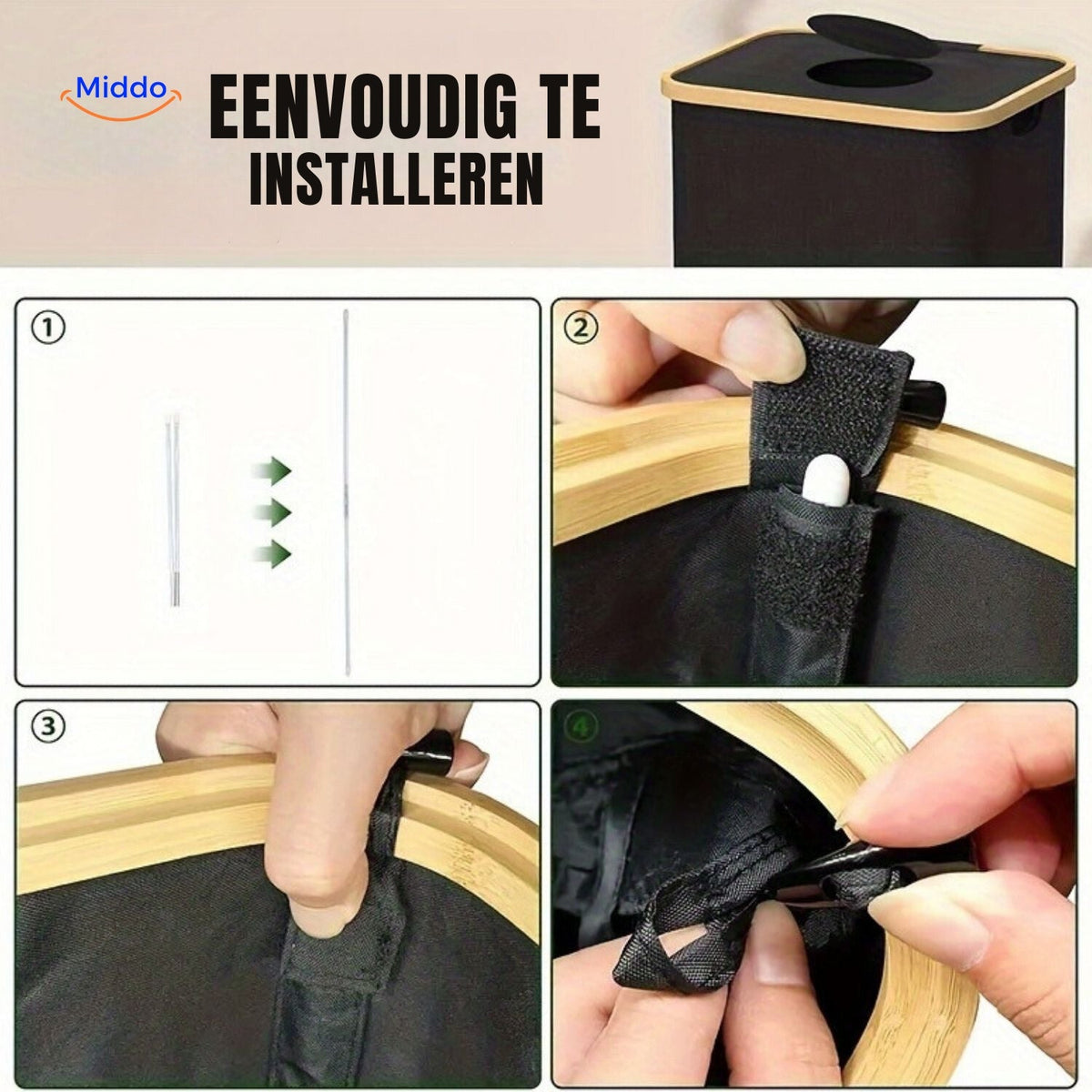 EcoBin Küchenorganizer einfache Installation mit Klettverschluss