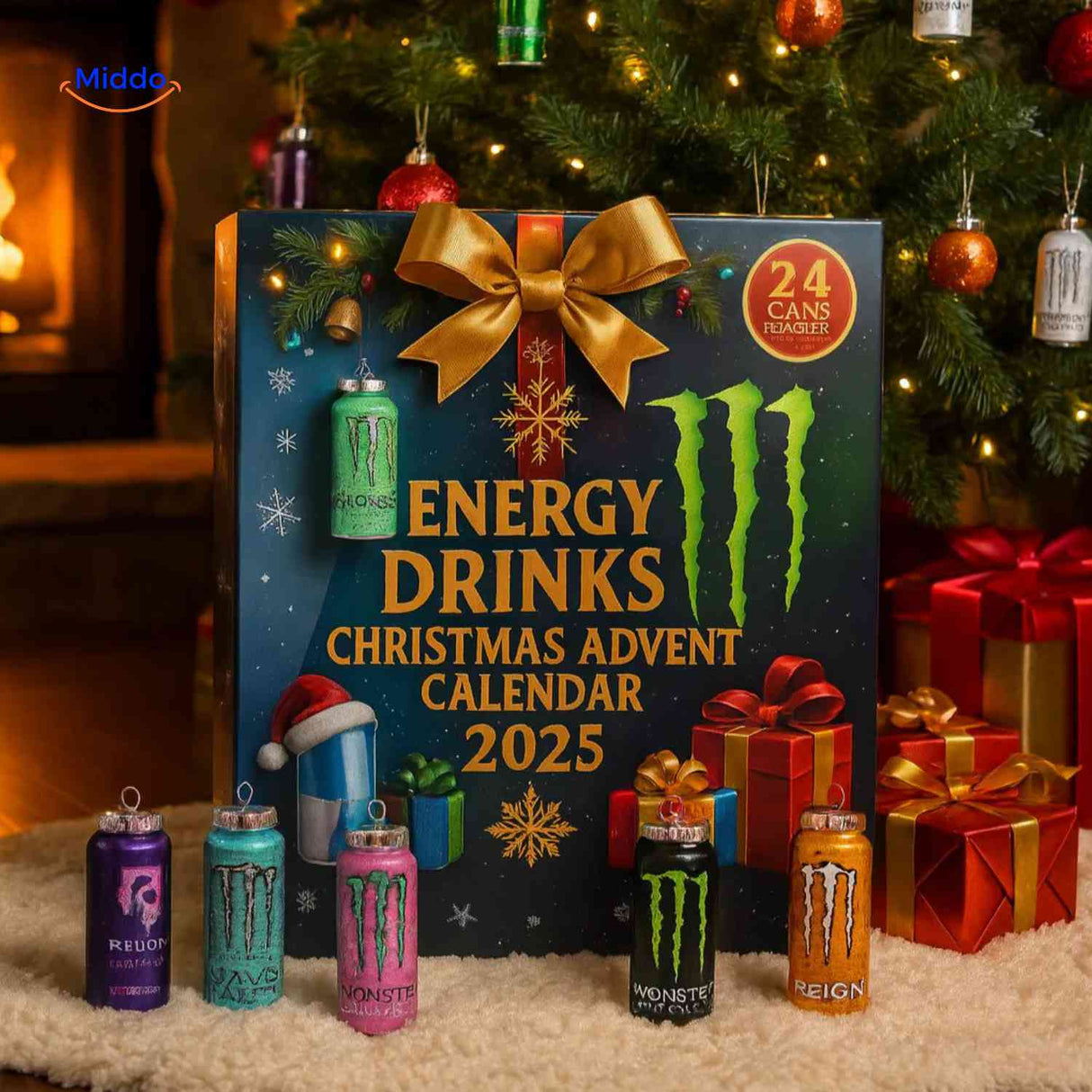 Energibox Adventskalender Energy Drinks mit Weihnachtsdekor