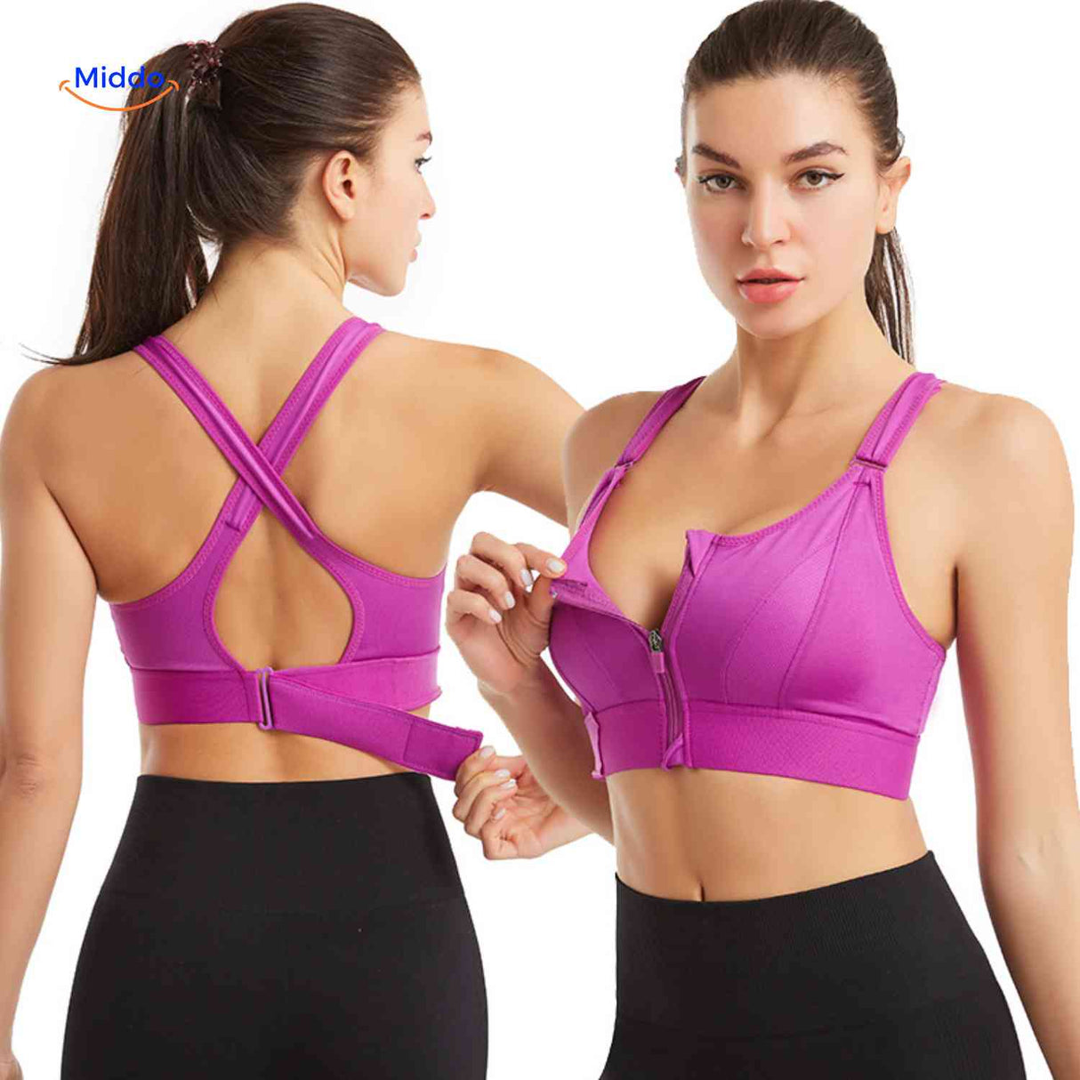 Fitura Sport-BH in Lila für Damen mit Reißverschluss | www.middo.de