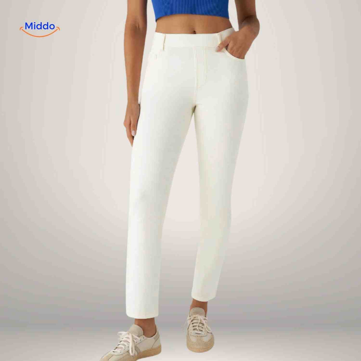 Flexiva Damen Slim Fit Jeans in Weiß – Hoher Komfort | www.middo.de