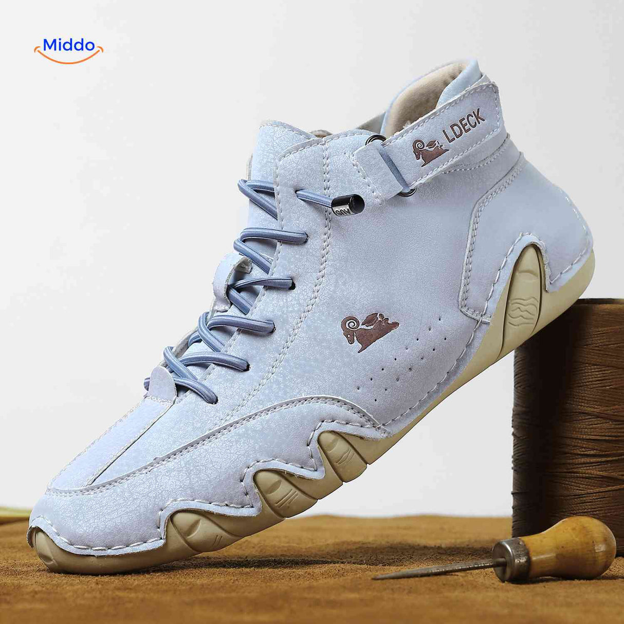 Flexura Schuhe in Lichtblau – bequeme Leder Sneakers für Herren | www.middo.de