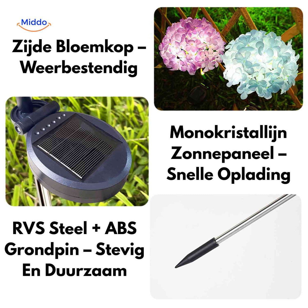 Florora Laterne Spezifikationen Hortensien Solar-Lampe www.middo.de