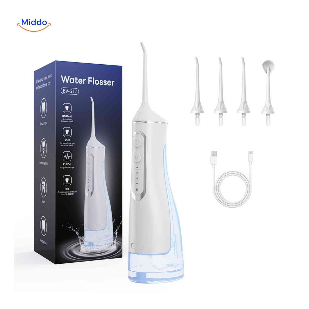 Flosso Wasserflosser Basis-Set in Weiß und Schwarz Optionen – Jetzt auf www.middo.de erhältlich!