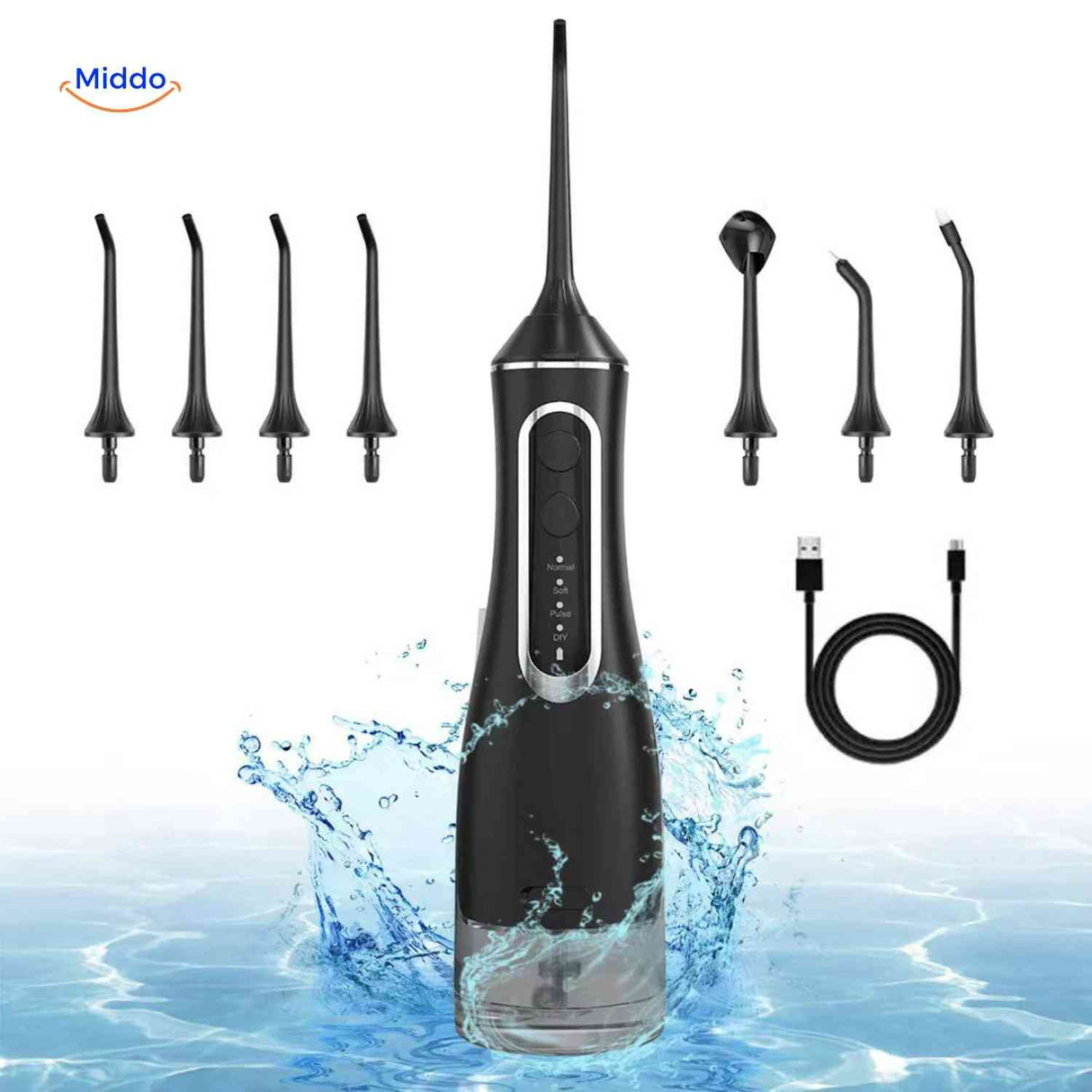 Flosso Wasserflosser-Set inklusive 5 Düsen und USB-Kabel - www.middo.de