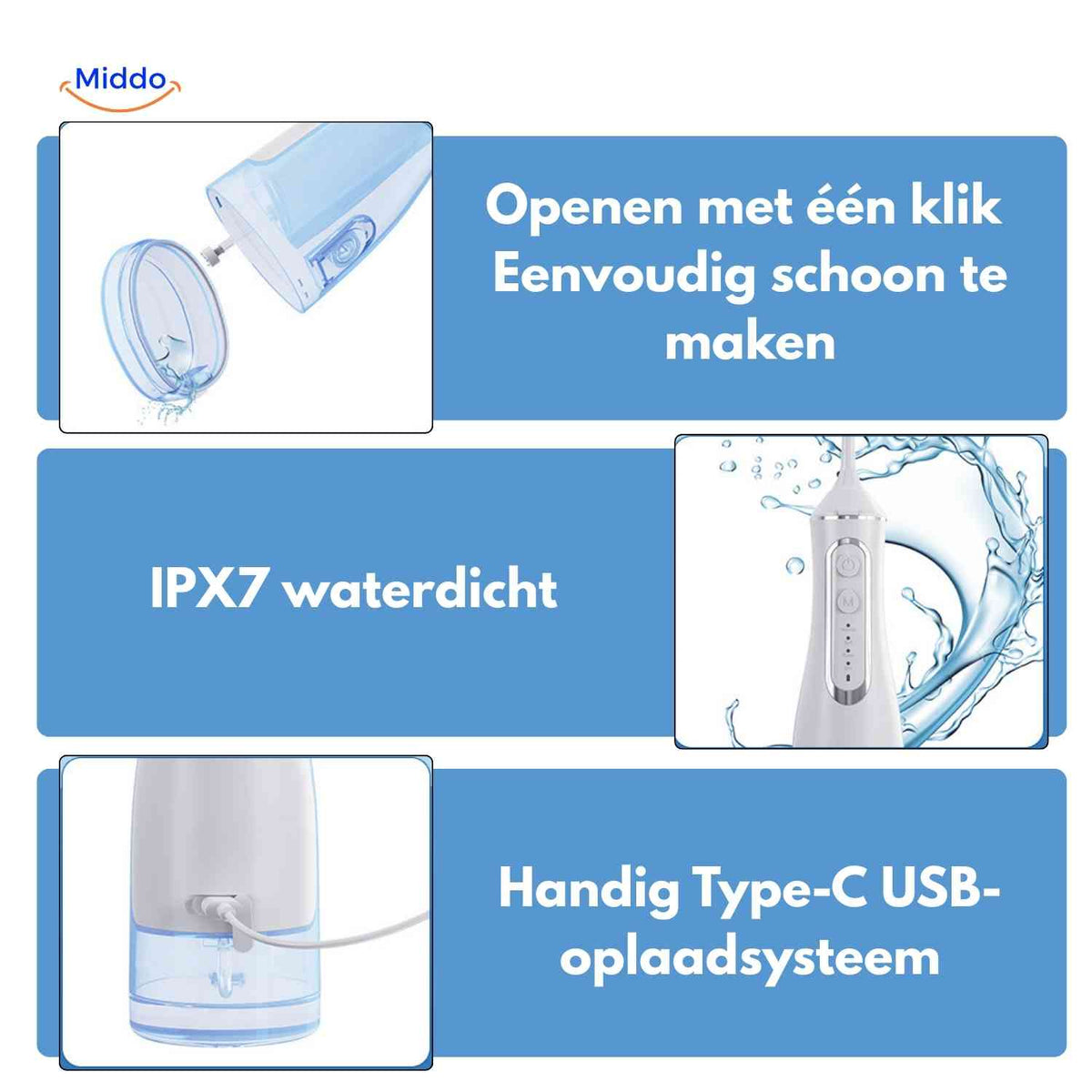 Flosso Wasserflosser für Reise und Zuhause – bequem in der Anwendung! www.middo.de