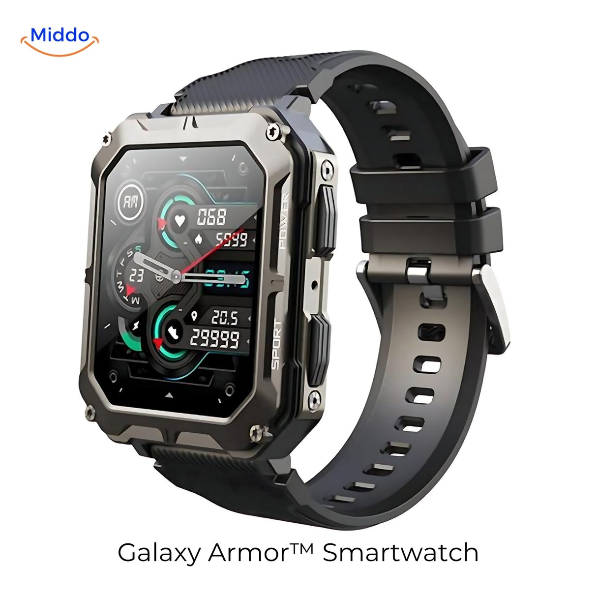 Galaxy Armor Smartwatch für IOS und Android Schwarz