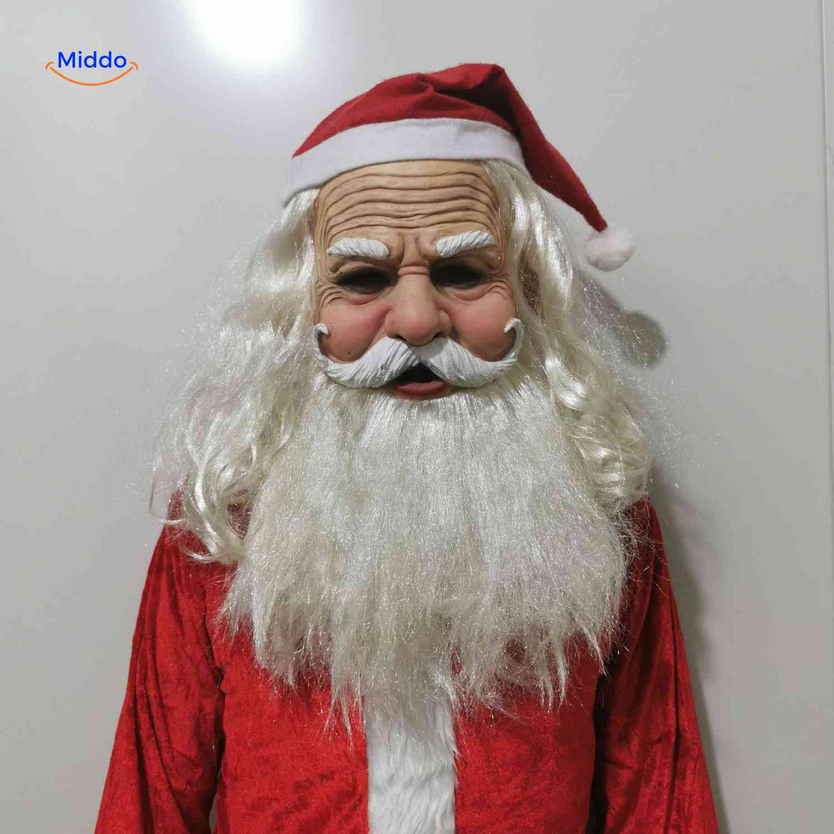 Gerontix Weihnachtsmann Maske aus Latex mit Bart - www.middo.de