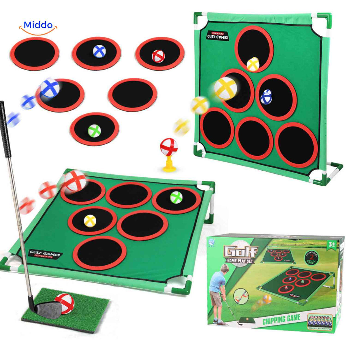 Golforia Spielmatte Golfset mit mehreren Zielen für das Chippen - www.middo.de