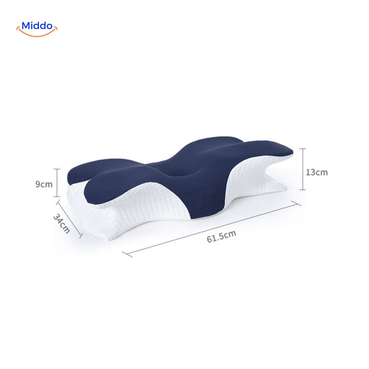 NeckRest Kissen blau mit Maßangaben www.middo.de