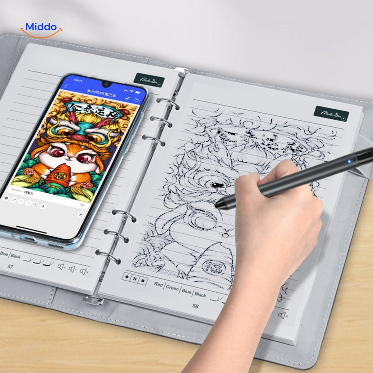NoteSync Smart Pen - digitales Notizbuch für farbige Skizzen
Entdecken Sie die NoteSync Smart Pen, das ideale digitale Notizbuch für kreative Köpfe. Halten Sie Ihre Ideen fest, skizzieren Sie in Farben und profitieren Sie von der einfachen Handhabung.
Jetzt auf www.middo.de bestellen und kreativ werden!