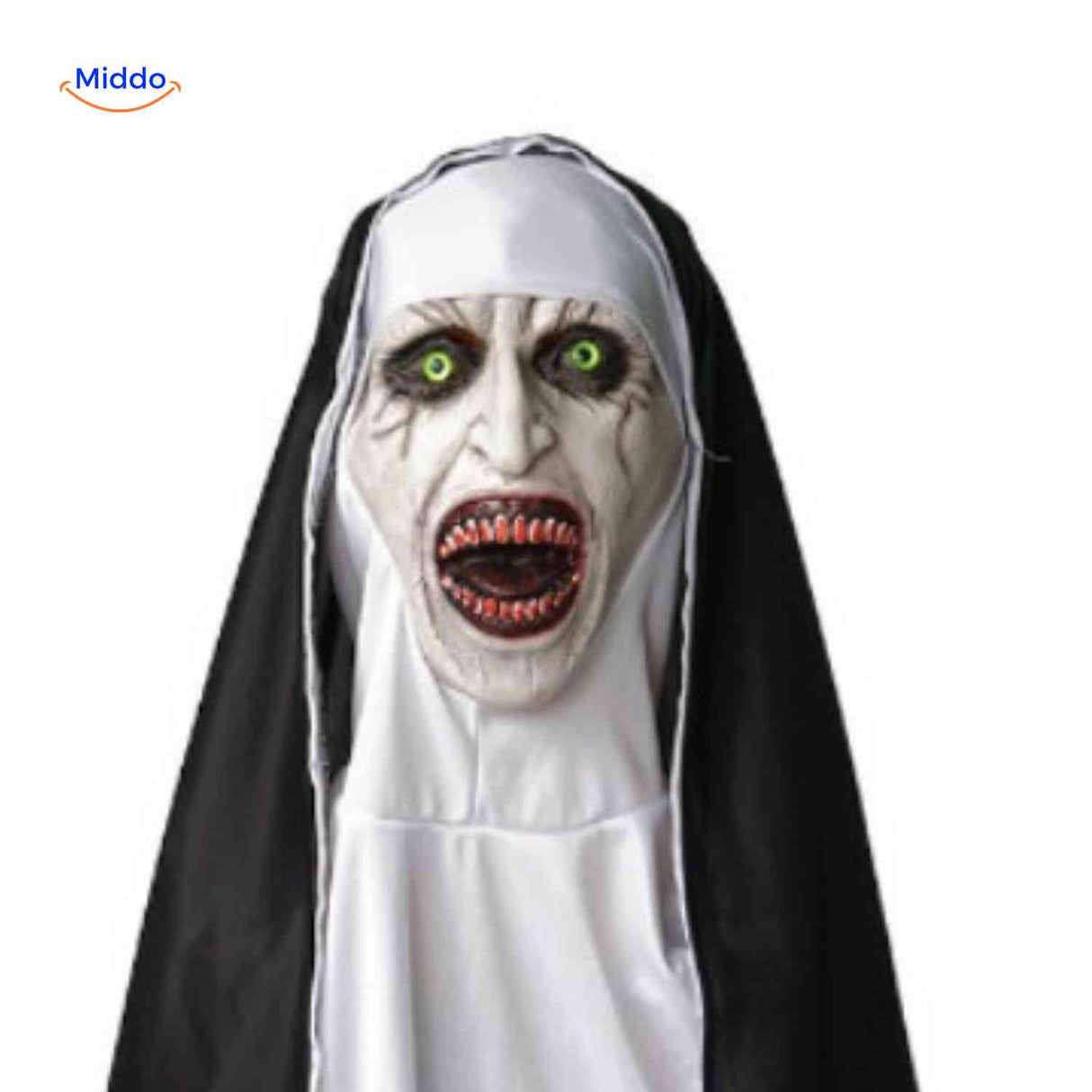 Phantora Nun Maske mit leuchtenden Augen - gruseliges Design | www.middo.de