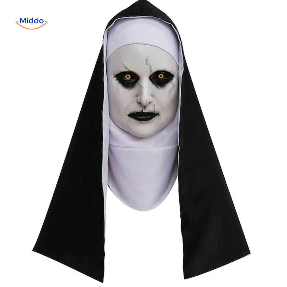 Phantora Nun Maske - Für einen realistischen Horror-Look Entdecken Sie die Phantora Nun Maske und verwandeln Sie sich in eine schaurige Nonne für Ihr nächstes Halloween-Event oder Ihre Kostümparty. Diese detailverliebte Maske sorgt garantiert für Aufsehen! Besuchen Sie uns auf für mehr Informationen