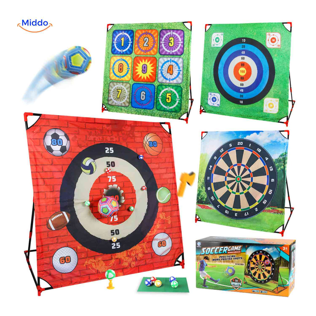PlaySquare Golfset 4 in 1 - Golfspiel mit Zielscheiben für draußen Entdecken Sie das Spielvergnügen mit dem PlaySquare Golfset 4 in 1! Dieses vielseitige Outdoor-Spielzeug bietet Ihnen zwei aufregende Golfspiele in einem Set. Ideal für die ganze Familie, fördert es nicht nur die motorischen Fähigkeiten, sondern sorgt auch für viel Spaß im Freien. Spielen Sie mit Freunden oder Familie und verbessern Sie gleichzeitig Ihr Golfspiel. Jetzt bestellen und unvergessliche Momente erleben!