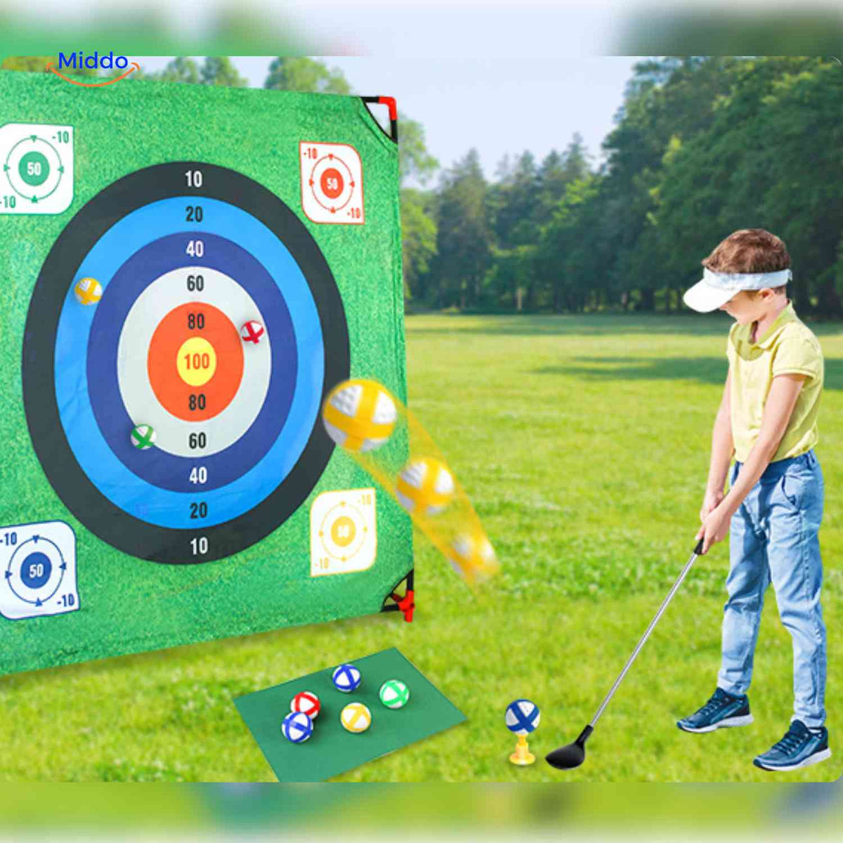 PlaySquare Golfset - Golfspiel mit Ziel und Bällen für den Outdoor-Spaß Entdecken Sie das PlaySquare Golfset! Dieses unterhaltsame Golfspiel für draußen enthält alles, was Sie für ein spannendes Spiel benötigen: Zielscheibe und Bälle. Perfekt für Gartenpartys oder entspannte Nachmittage mit Freunden und Familie. Holen Sie sich jetzt Ihr Set und genießen Sie den Golfspaß im Freien!