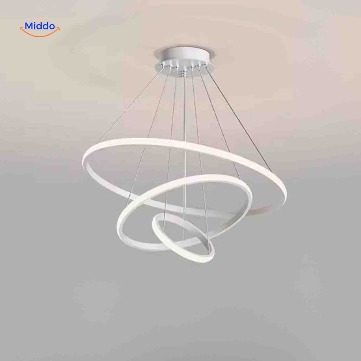 Ring-Kronleuchter Lampe in Weiß - Moderne LED-Hängelampe mit Ringen | www.middo.de