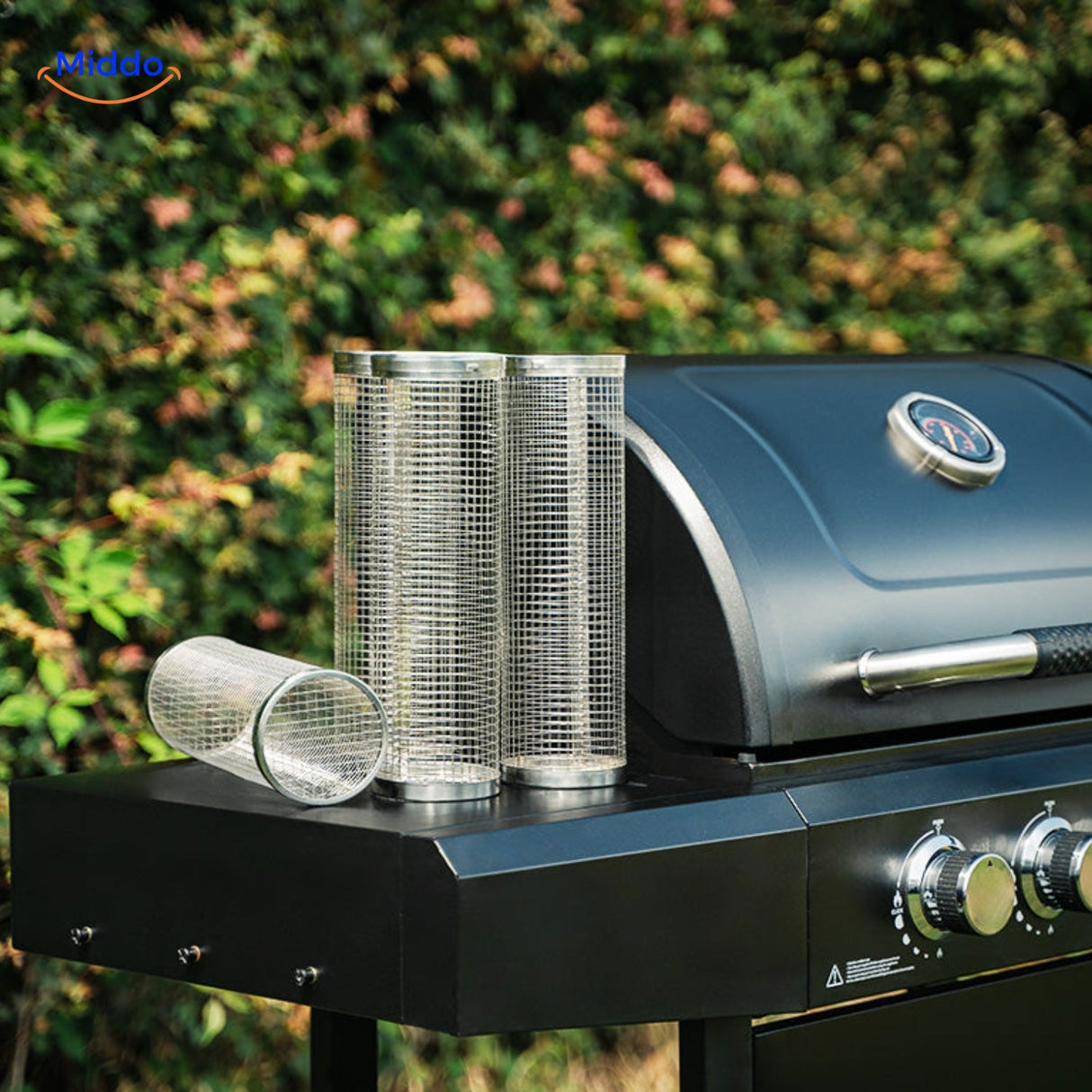 RollingGrill™ Körbe gestapelt und bereit zum Grillen