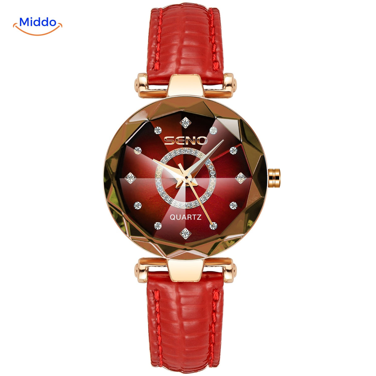 Seno Elegance Damenarmbanduhr Stahlrot