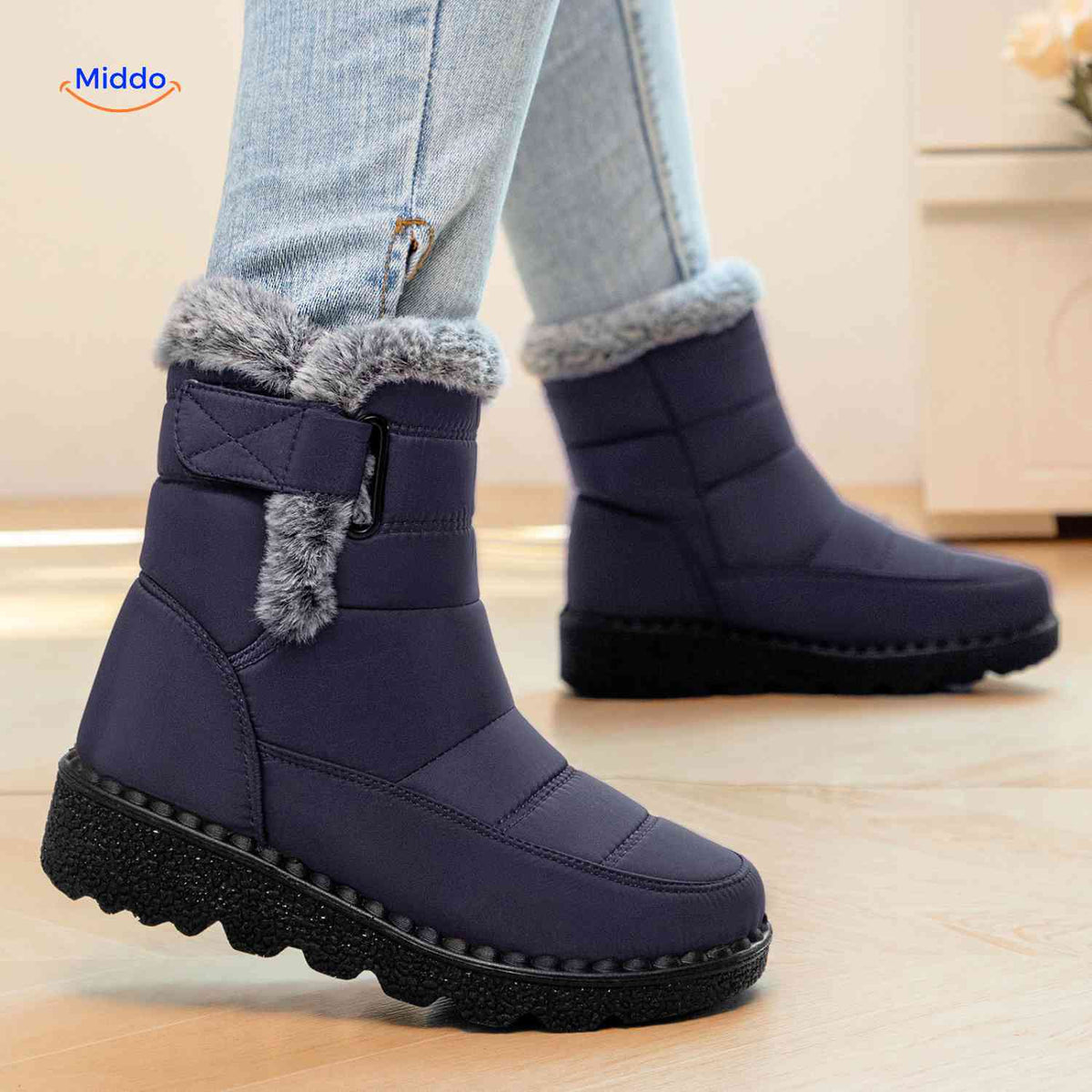 SnowBoots Winterstiefel dunkelblau bequeme Winterstiefel