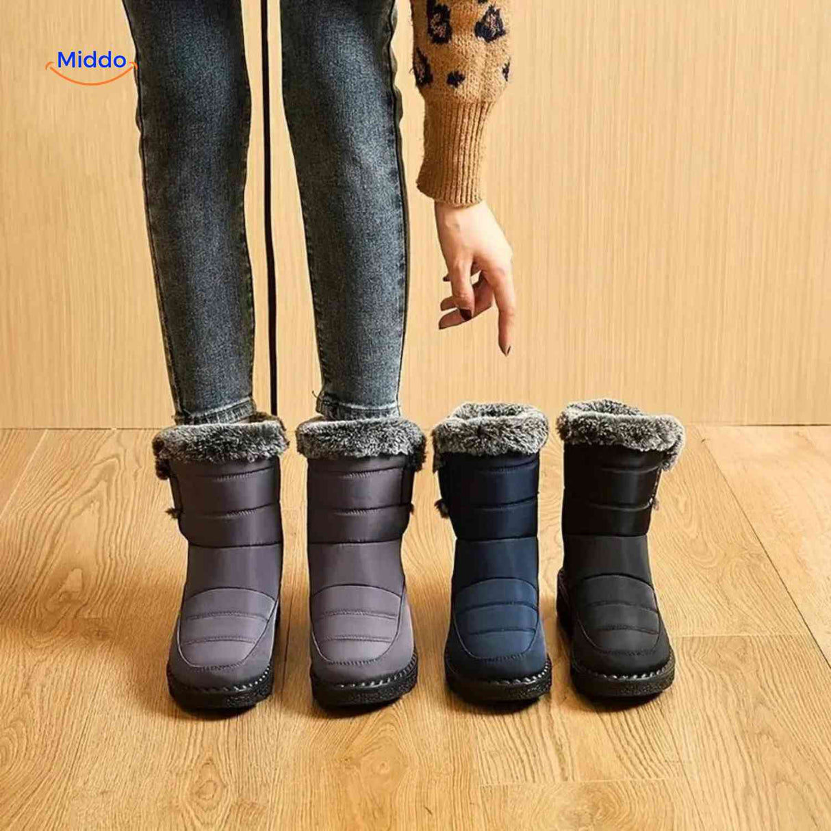 SnowLuxe Boots schwarz und grau Winterstiefel Set