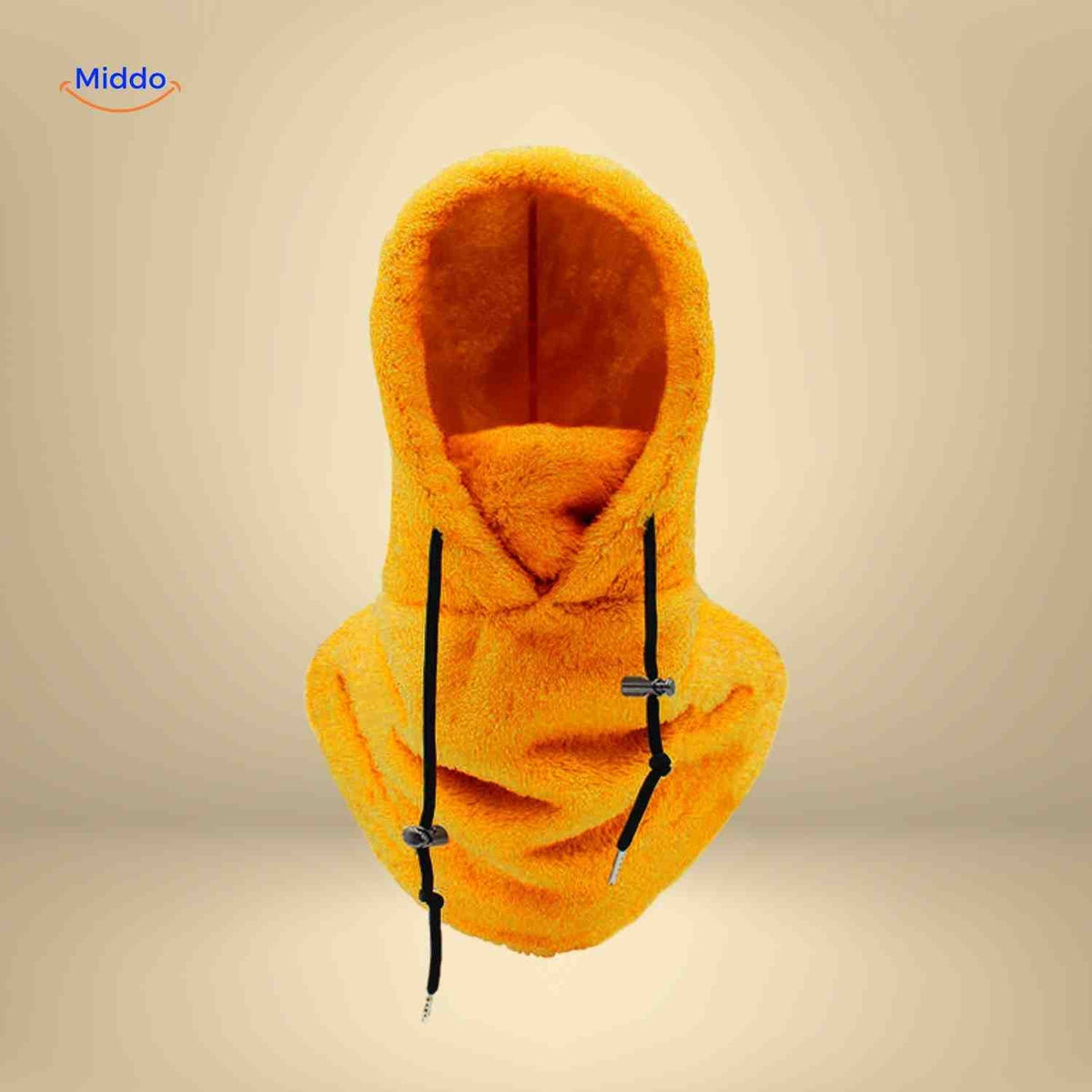 SnowShield Wintermütze in Orange – Fleece-Haube, warme Schal-Bedeckung, Schutz. Besuchen Sie www.middo.de für mehr Informationen!