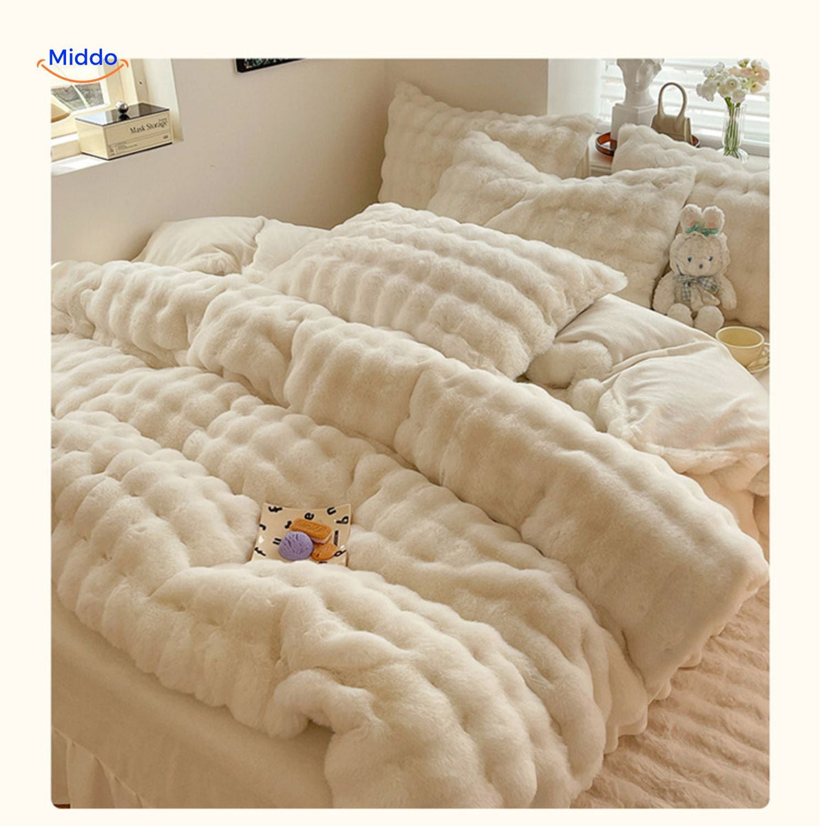 SnuggleBunny Plüschset Weiß – Bequemes Bettset