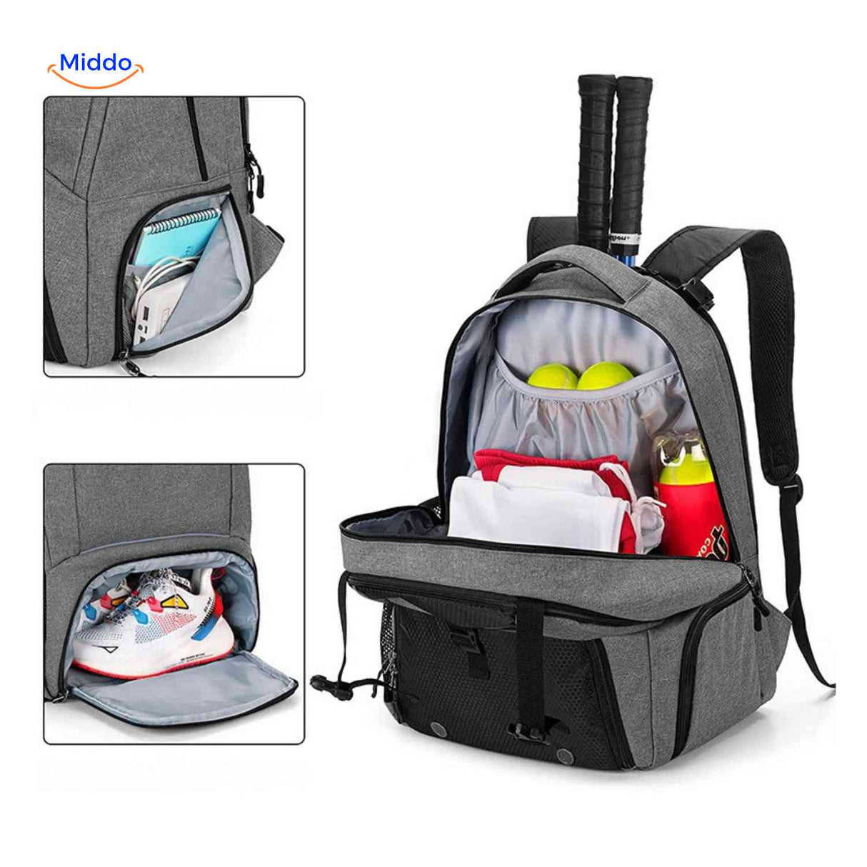 Sportivo Rucksack schwarzer Sportrucksack mit Fächern