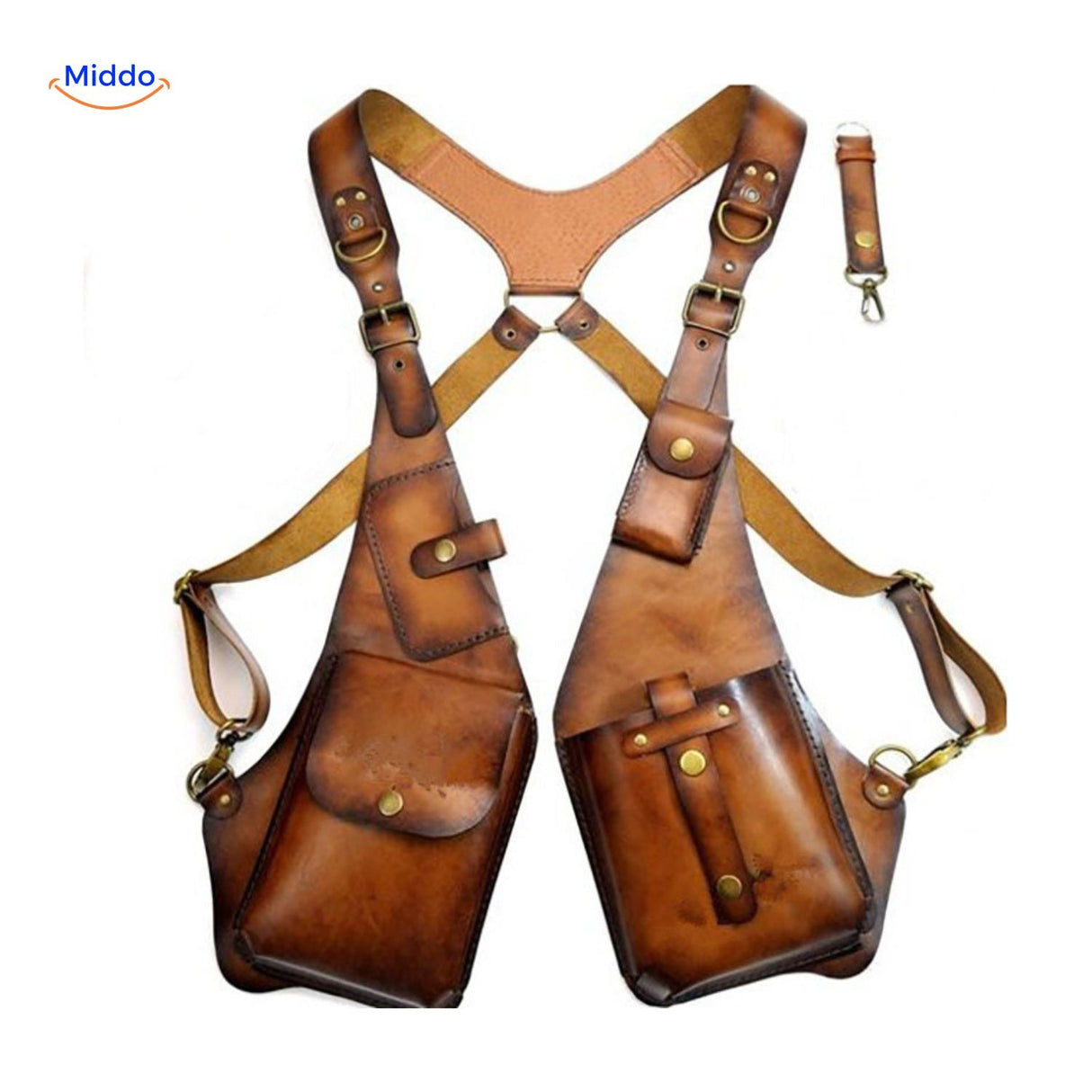 Steampunk Tote gelb braune Ledertasche www.middo.de