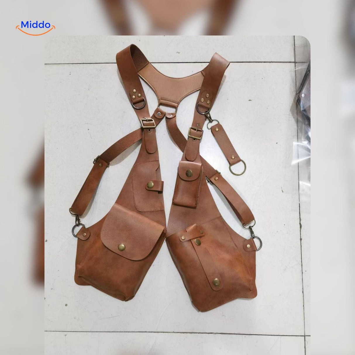 Steampunk Tote hellbraune Ledertasche im Studio