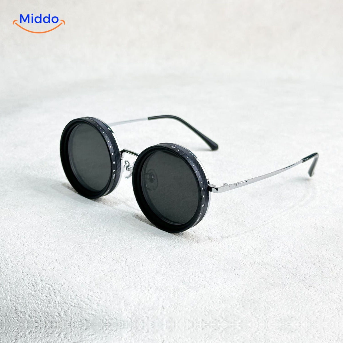 SunGuard ND9 schwarze runde Sonnenbrillen mit Metallrahmen