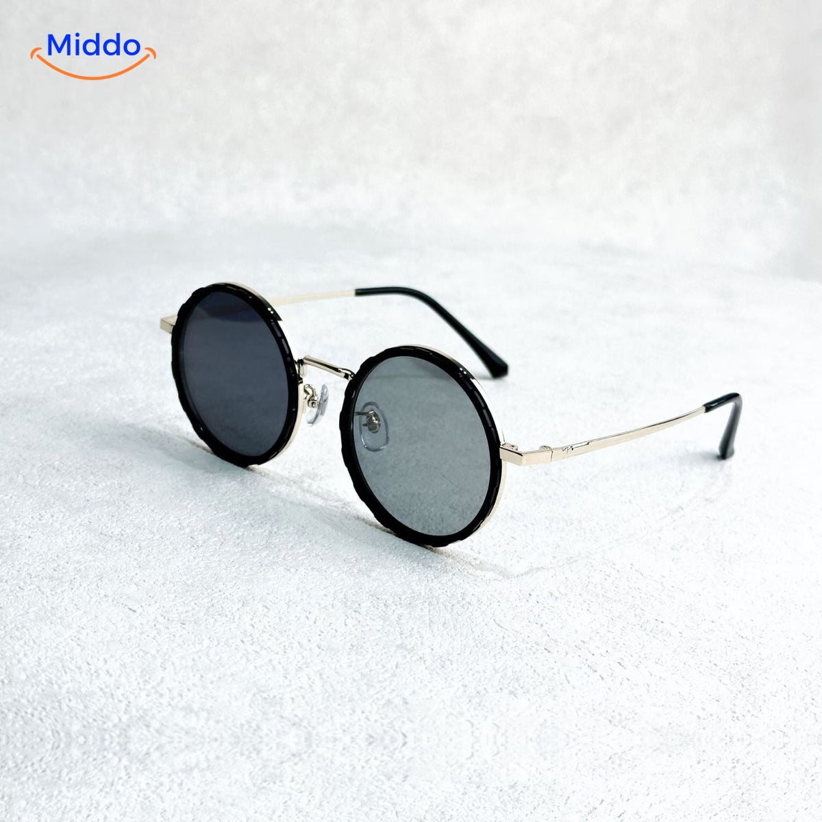 SunGuard ND9 runde Sonnenbrille mit goldenem Rahmen