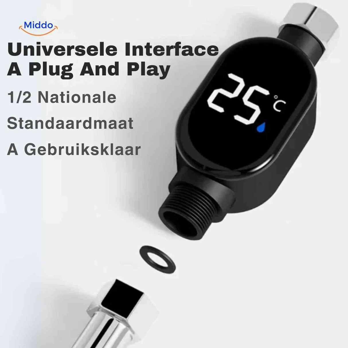 ThermoGauge Wasserhahn-Messgerät mit universellem Interface – Plug and Play. Besuchen Sie uns auf