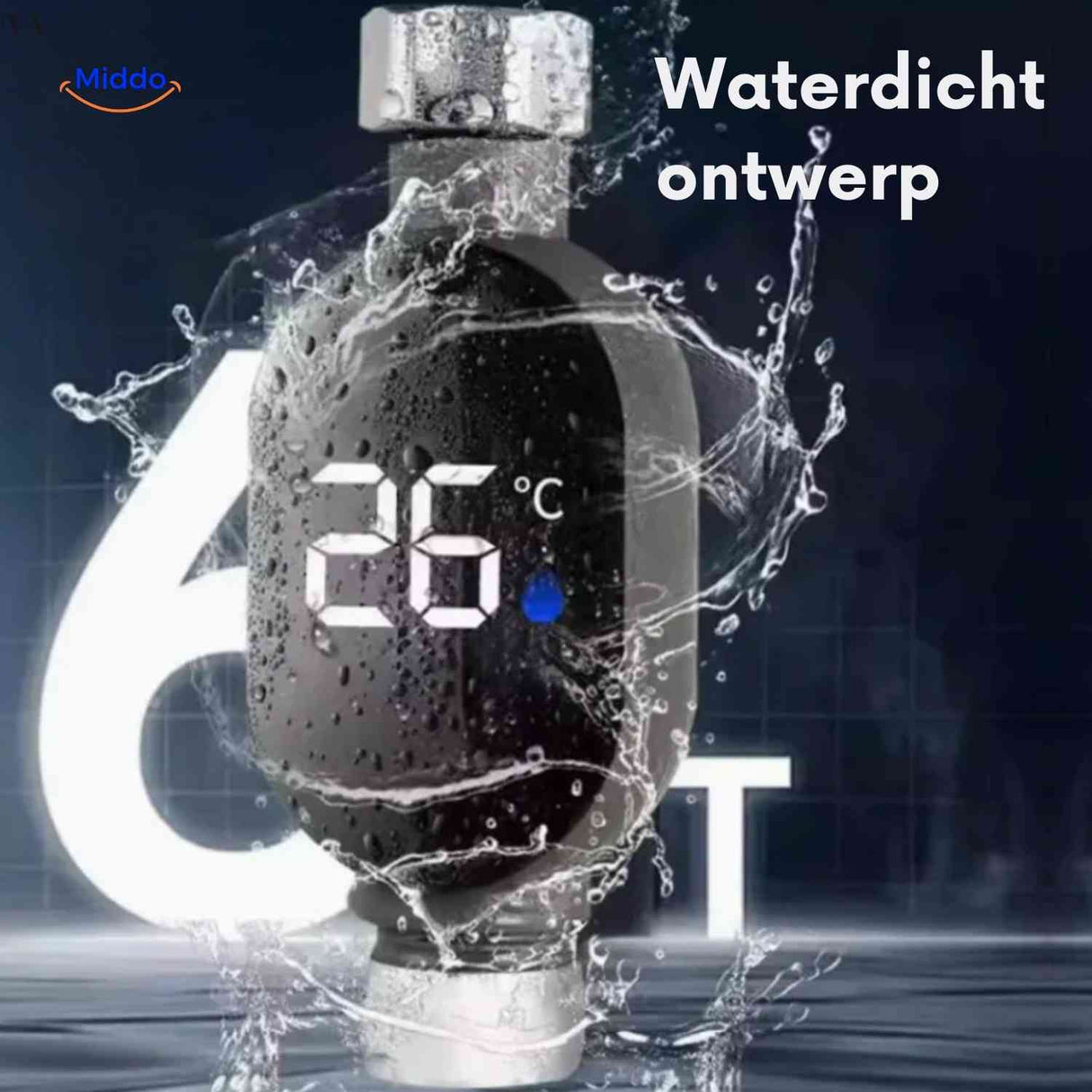 ThermoGauge Wasserthermometer, wasserdichtes Design mit LED-Display | www.middo.de