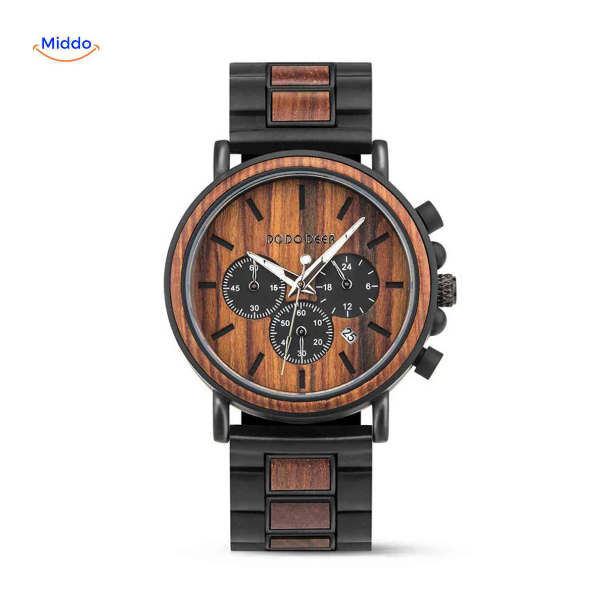 Timbero Holzuhr Holz-Chronograph mit hellem Zifferblatt