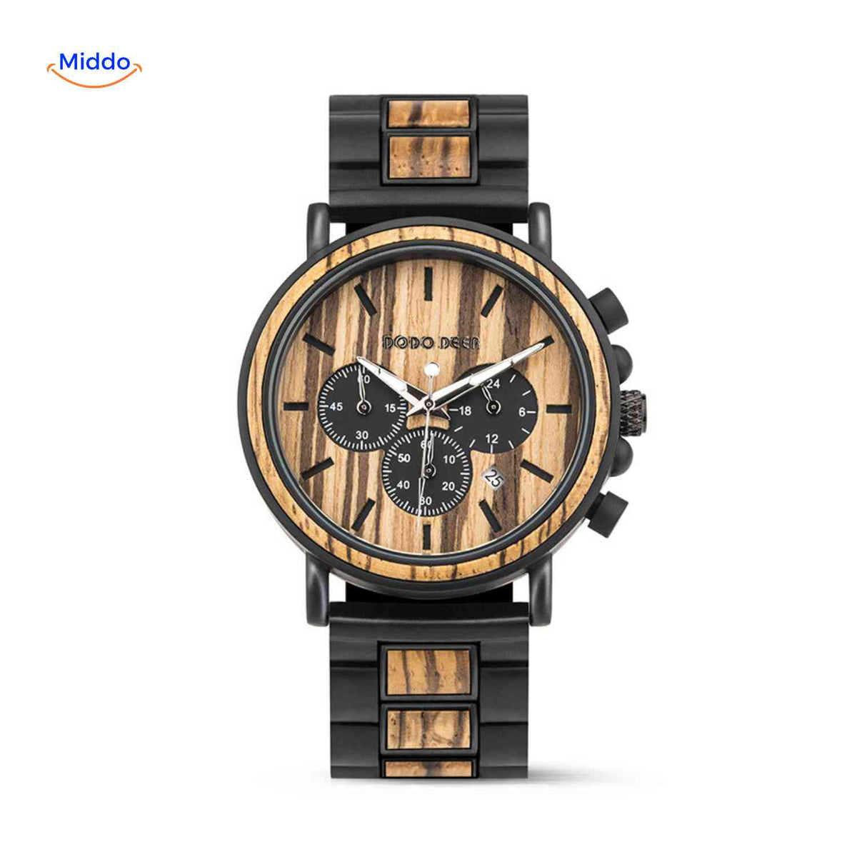 Timbero Holzuhr Holz-Chronograph mit natürlicher Holzmaserung