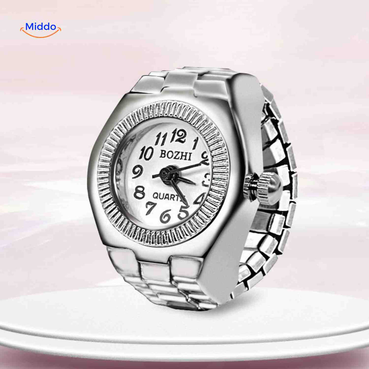 Timevera Ring-Uhr rund, weiß, verstellbar – Jetzt bei www.middo.de entdecken!