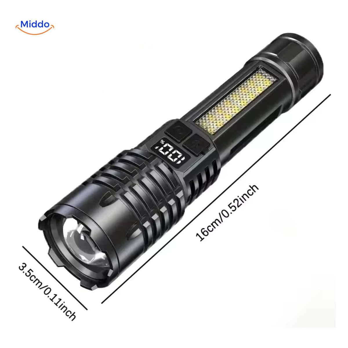 Torchlite Taschenlampe kompakte LED-Lampe mit Display und Abmessungen