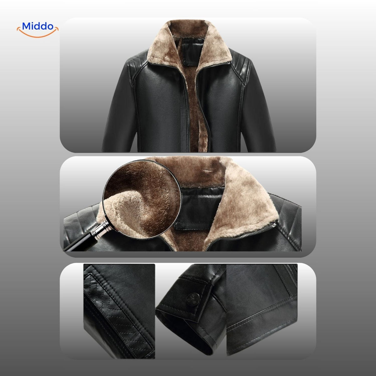 UrbanClass Lederjacke Details mit Pelzkragen und Lederdesign www.middo.de