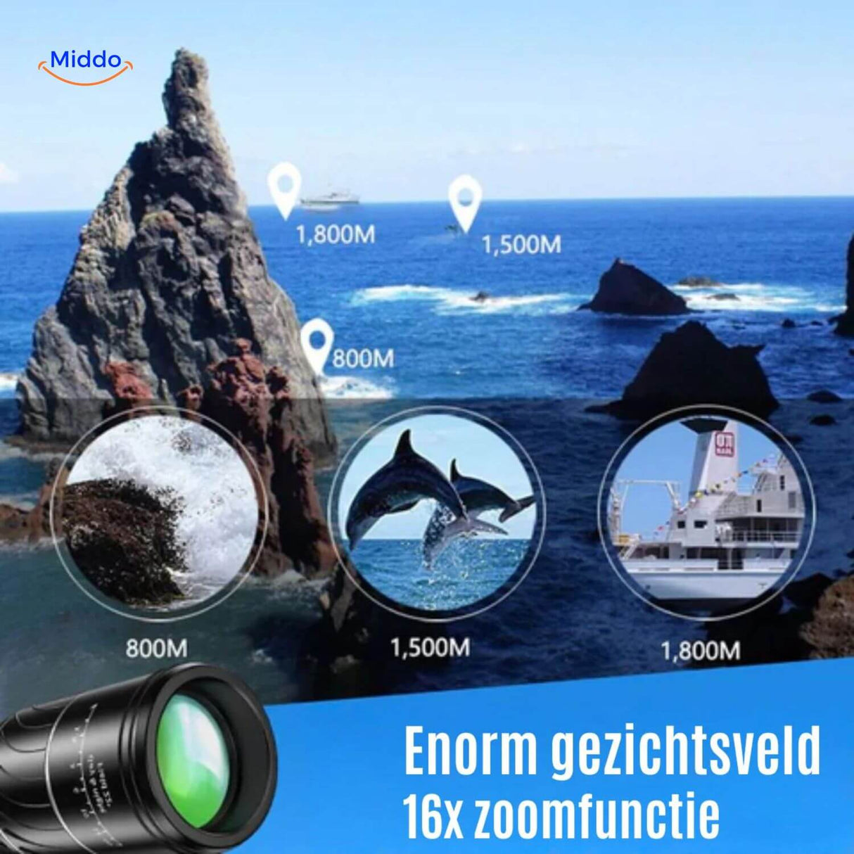 VisioZoom Scope Monokular 16x Zoom Ausgezeichnete Sichtweite www.middo.de
