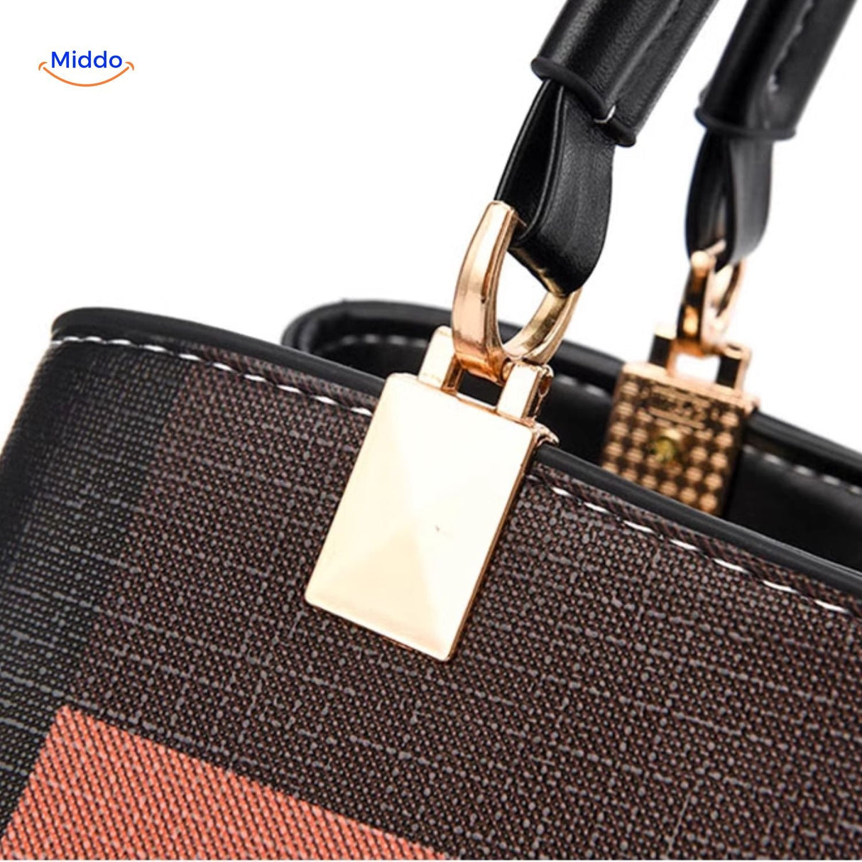 VivaLuxe Tote Griffdetail mit goldener Klettverschluss