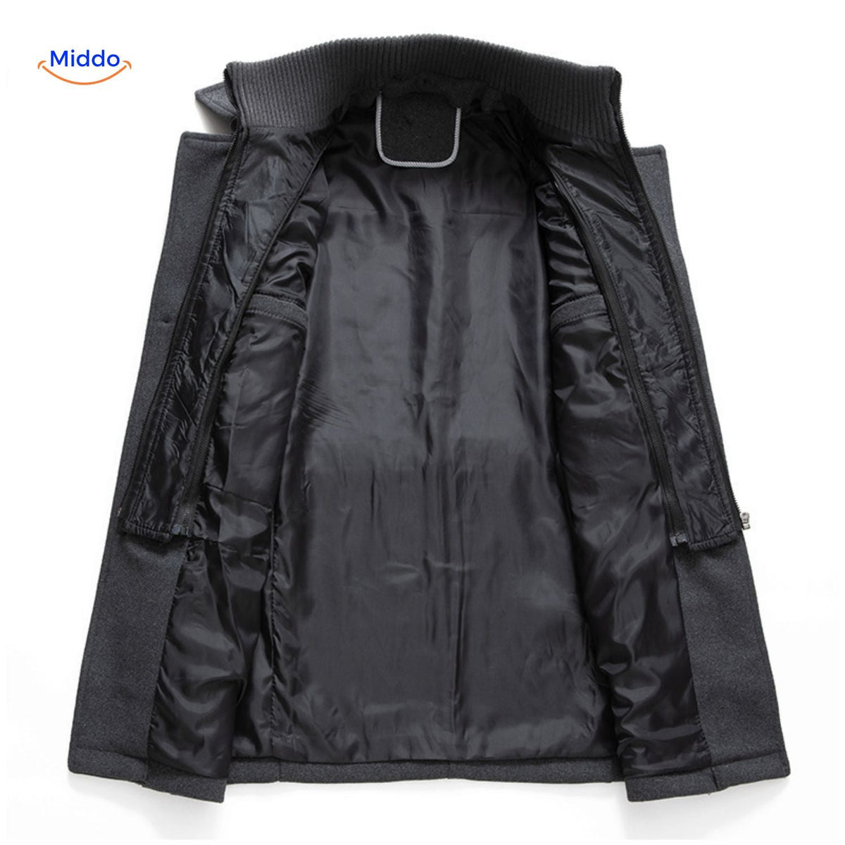 WoolGuard Doppelte Kragen Innenseite Graue Jacke