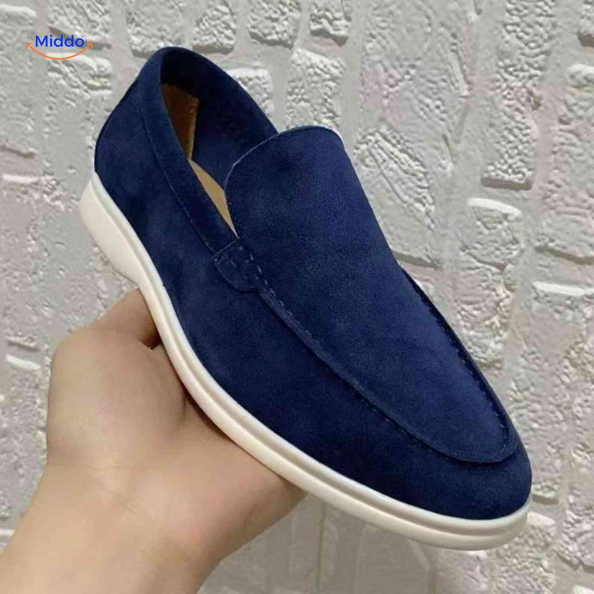 beckwin Slipper dunkelblau Wildleder Komfort Slipper Herren