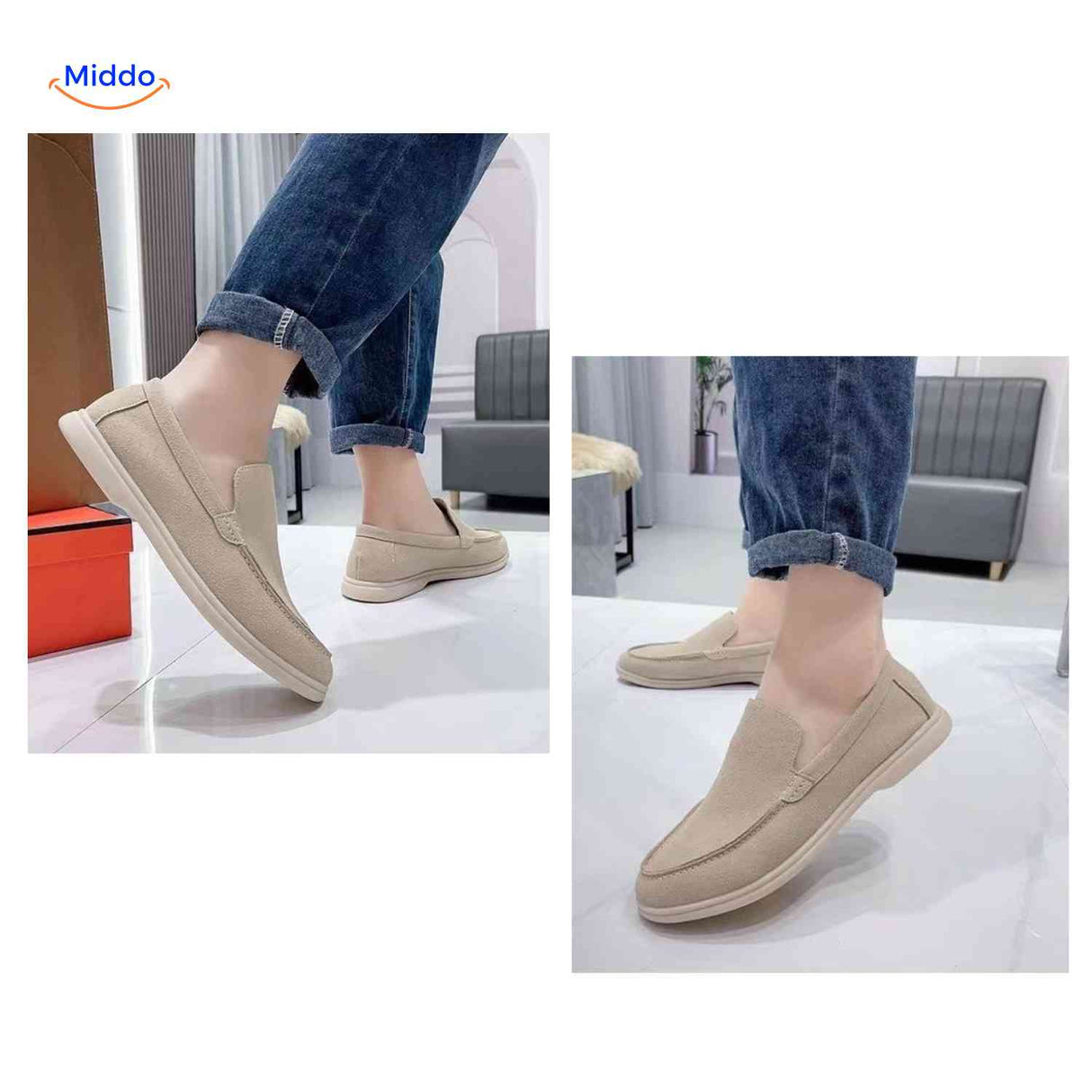 beckwin Slipper in Hellbeige Wildleder, moderne Slipper für Herren