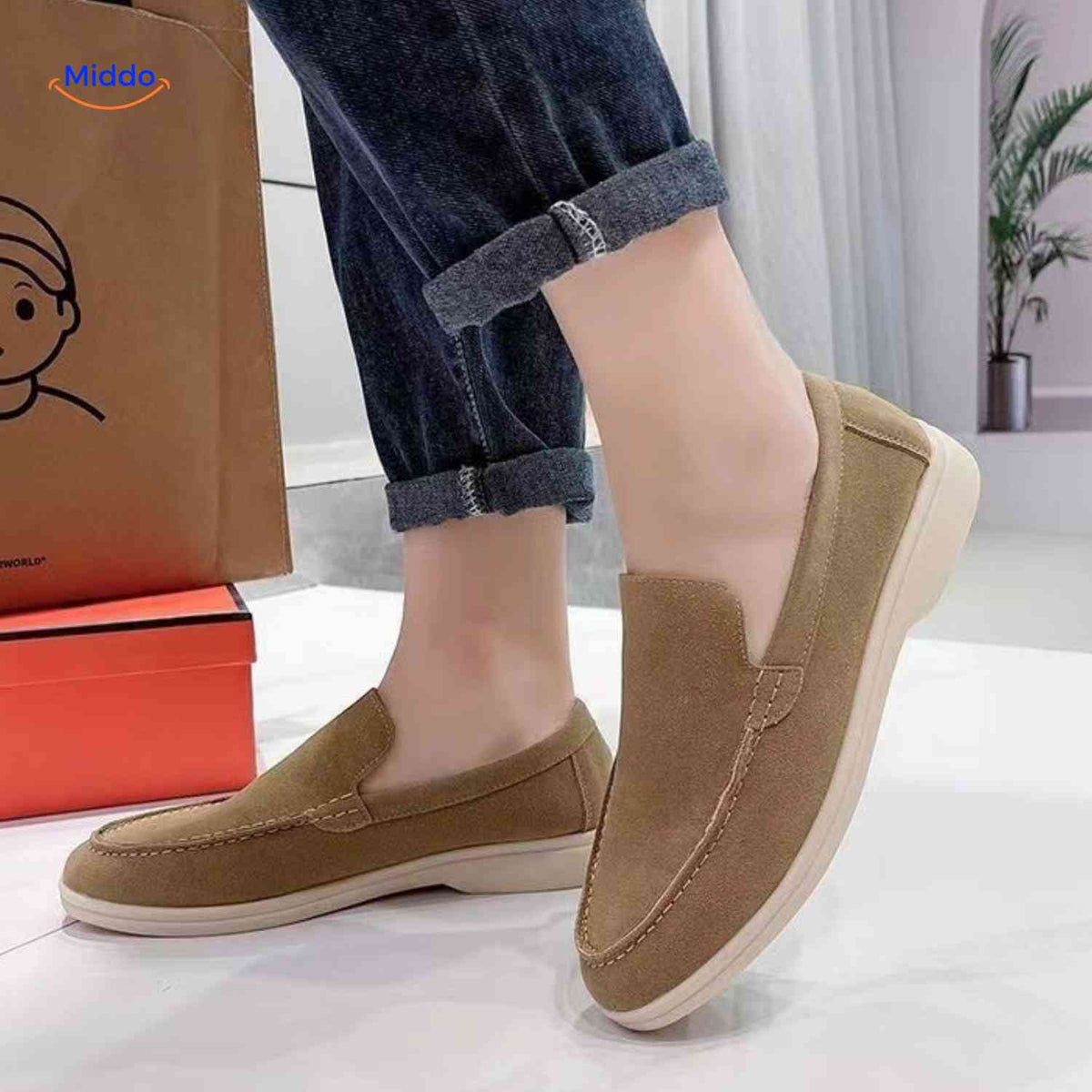 beckwin Loafers Sandfarbe Wildleder Herrenschuhe Komfortstil