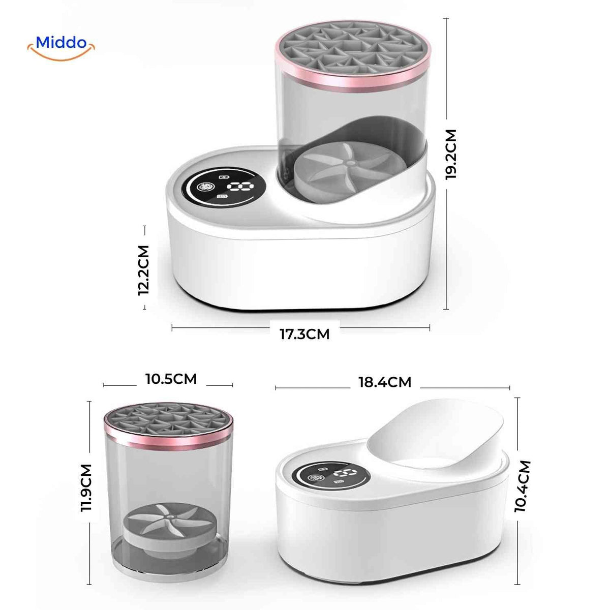 brushly cleaner abnehmbarer Wassertank und Touch-Bedienung www.middo.de