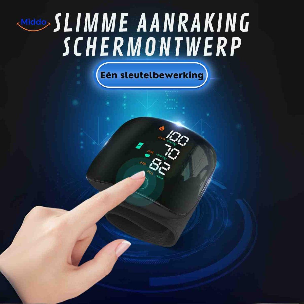 cardiowrist Blutdruckmessgerät mit Touchscreen www.middo.de